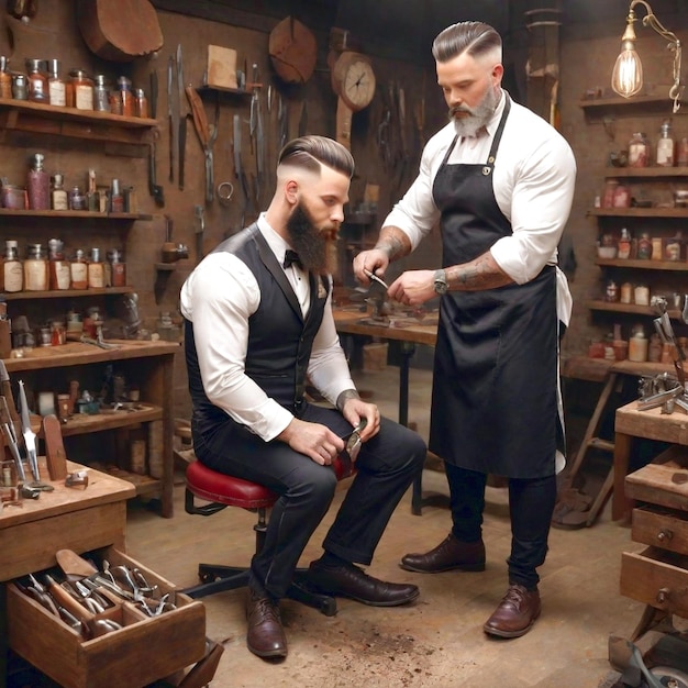 Photo l'image du salon de barbier générée par ai