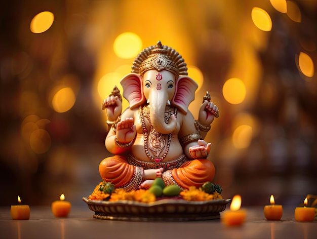 Une image du Seigneur Ganesh avec un arrière-plan magnifiquement flou