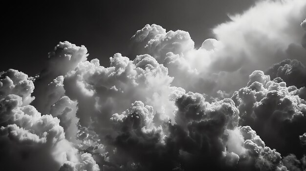 Photo une image en échelle de gris du paysage nuageux les nuages sont denses et semblent se construire