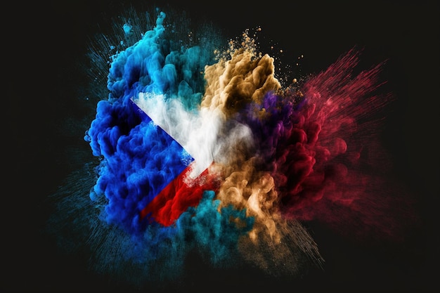 Image d'éclaboussure de poudre de couleur et d'art abstrait d'explosion