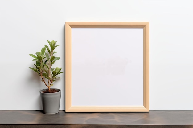 Photo une image encadrée d'une plante et d'un pot sur une table