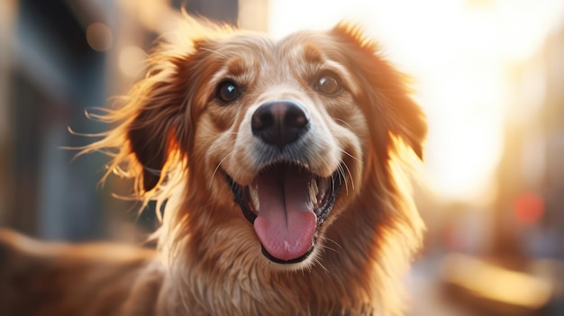 Une image encourageante le contentement du chien brille à travers