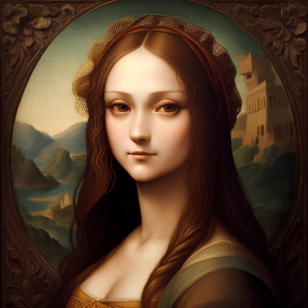 une image époustouflante dans le style de Léonard de Vinci mettant en vedette une femme à la manière de Mona Lisa