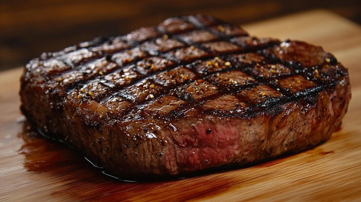 Photo une image époustouflante d'un steak parfaitement cuit avec de belles marques de grillage idéales pour les promotions culinaires et les blogs culinaires