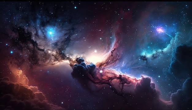 Une image de l'espace avec une nébuleuse et des étoiles en arrière-plan.
