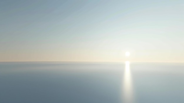 Photo l'image est un beau paysage d'une mer calme avec un ciel bleu clair et un soleil brillant se levant de l'horizon