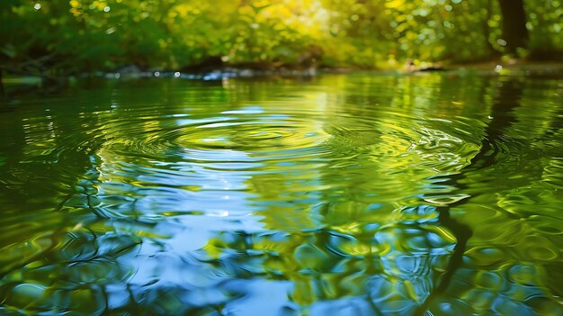 Photo l'image est une belle scène naturelle un étang calme entouré d'arbres verts luxuriants l'eau est cristalline