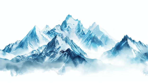 Photo l'image est d'un magnifique paysage de montagne les montagnes sont couvertes de neige le ciel est clair et bleu le soleil brille