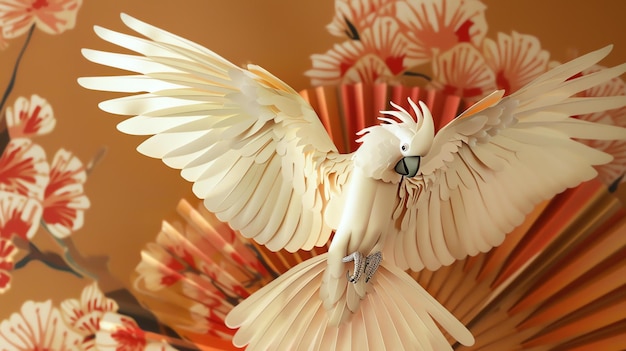 Photo cette image est un rendu 3d d'un cacatoès blanc avec ses ailes déployées