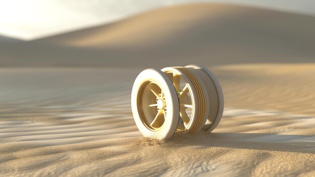 Photo l'image est un rendu 3d d'une roue futuriste. la roue est faite d'un métal doré et a un design géométrique complexe.