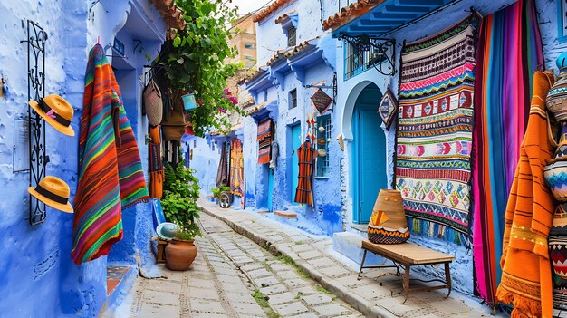 L'image est une scène de rue dans une ville marocaine