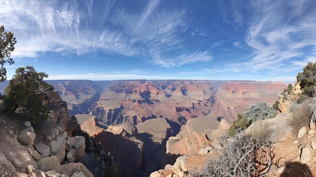 Photo l'image est une vue panoramique du grand canyon le ciel est bleu et il y a des nuages