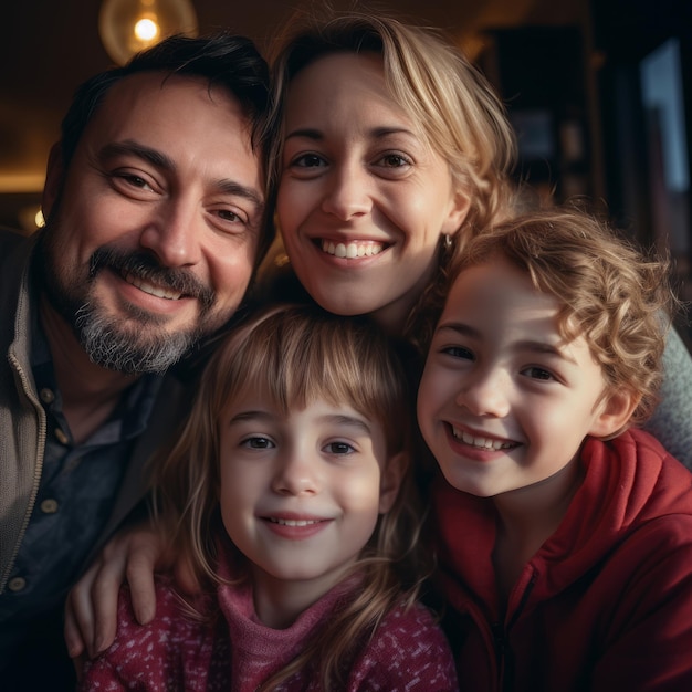 une image d'une famille posant pour une photo