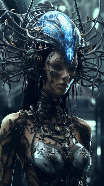 une image d'une femme dans une tenue futuriste