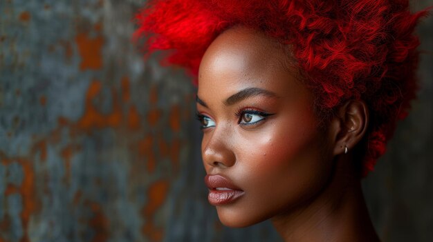 Photo une image d'une femme glamour avec un mohawk rouge