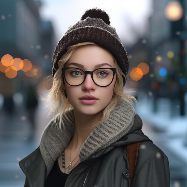 Photo image d'une femme avec des lunettes dans la rue