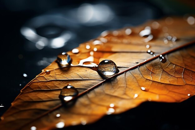 Photo l'image d'une feuille avec des gouttes d'eau