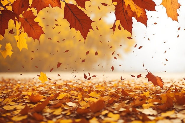 Une image de feuilles d'automne avec le mot tomber dessus