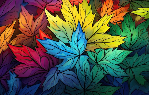 Image de feuilles de couleurs d'automne à télécharger comme papier peint parfait pour l'automne et la nature par l'IA générative