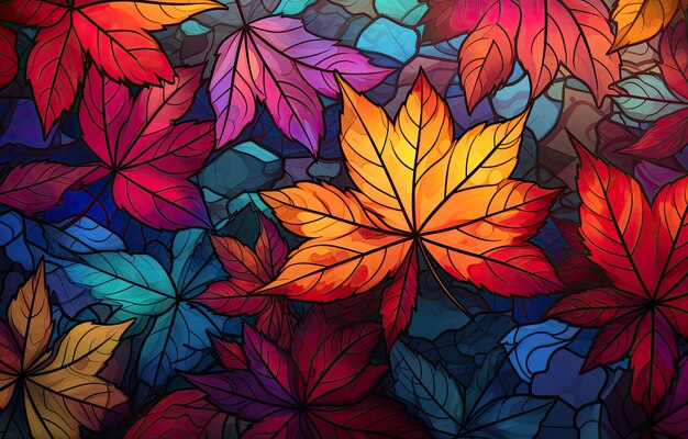 Image de feuilles de couleurs d'automne à télécharger comme papier peint parfait pour l'automne et la nature par l'IA générative