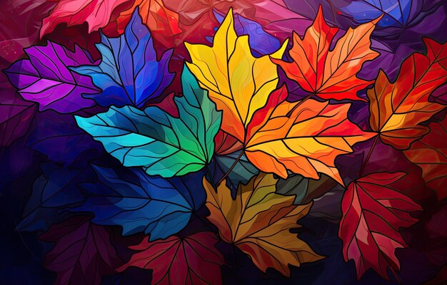 Image de feuilles de couleurs d'automne à télécharger comme papier peint parfait pour l'automne et la nature par l'IA générative