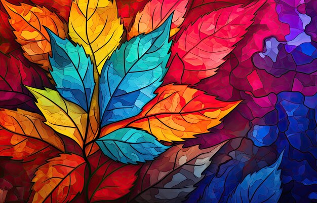Image de feuilles de couleurs d'automne à télécharger comme papier peint parfait pour l'automne et la nature par l'IA générative