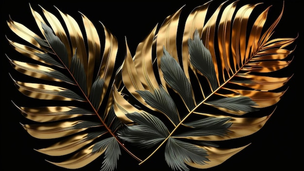 Image de feuilles dorées créées avec la technologie Generative AI