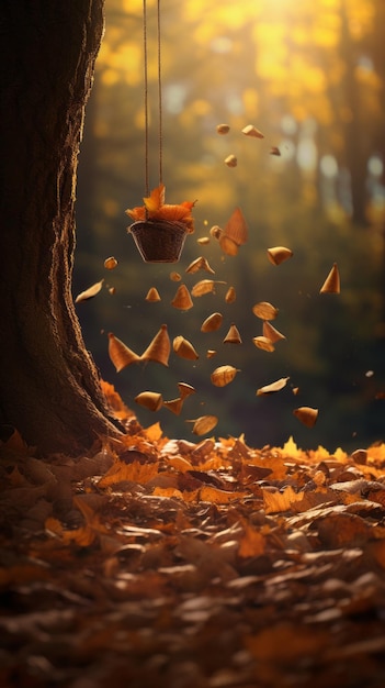 une image de feuilles tombant d'un arbre