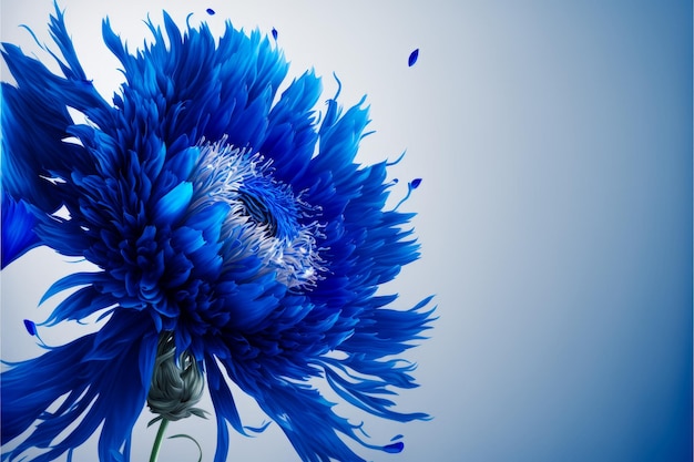 Une image de fleur bleue sur fond blanc Generative AI