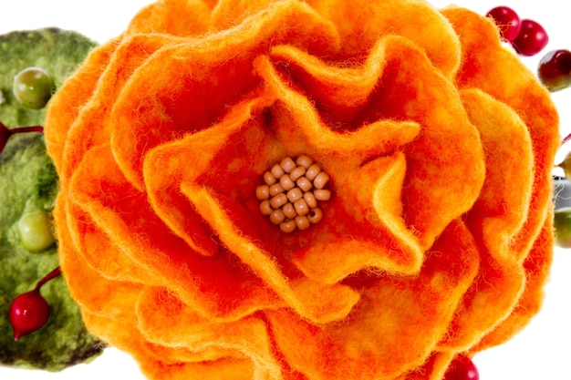 Image de fleur de rose orange en laine