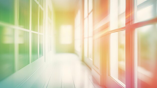 Image floue abstraite de la porte de la fenêtre et du couloir avec le boken pour l'utilisation en arrière-plan et les différentes chambres images floues générées par l'IA illustration