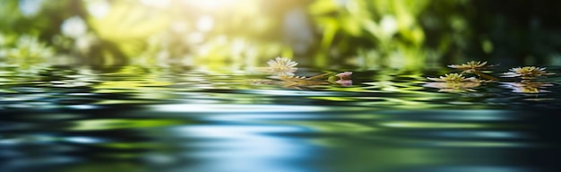 Image floue du fond naturel à partir de l'eau et des plantes AI générative