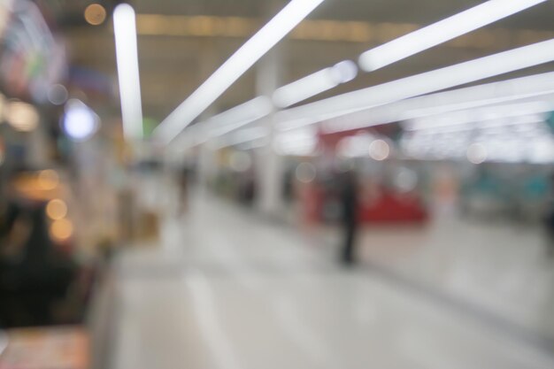 Image floue de personnes marchant dans un centre commercial