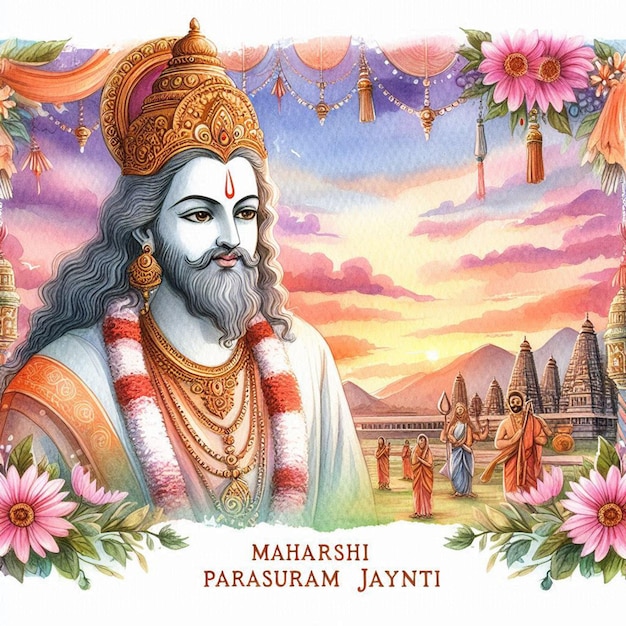 Photo l'image de fond de l'aquarelle du maharshi parasuram jayanti