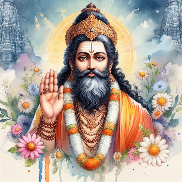 L'image de fond de l'aquarelle du Maharshi Parasuram Jayanti