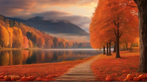 image de fond avec l'atmosphère d'automne et les arbres