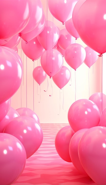 image de fond avec des boules et des ballons roses