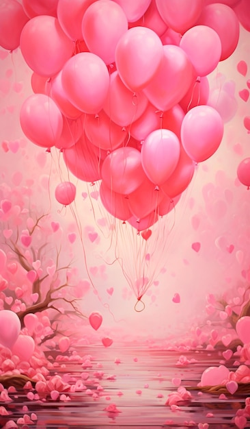 image de fond avec des boules et des ballons roses