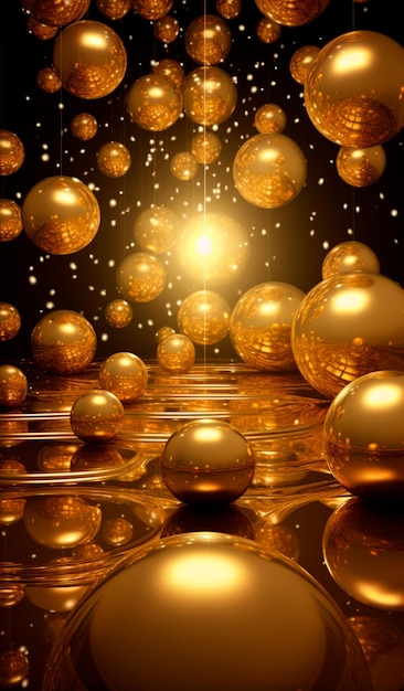 image de fond avec des boules d'or