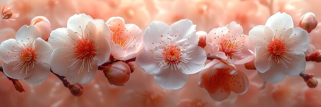 L'image de fond de la canopée de la fleur de cerise blanche et moelleuse