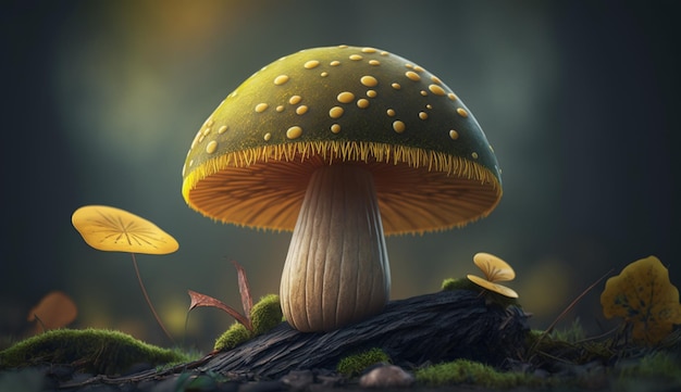 Image de fond d'écran de fantaisie vénéneuse haute résolution aux champignons incandescents Art généré par l'IA