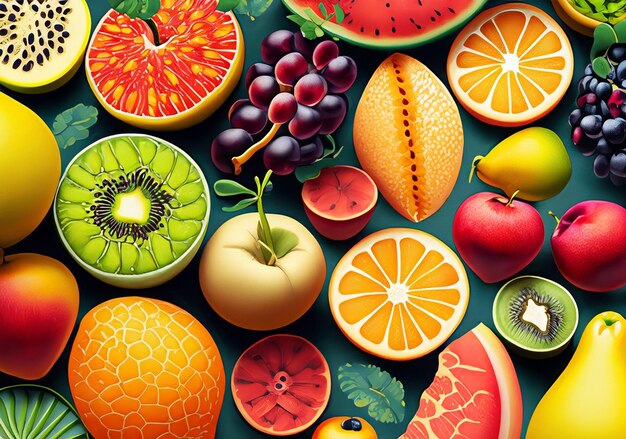 Image de fond de fruits frais