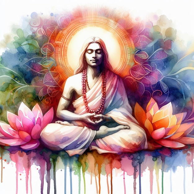 L'image de fond de Nityananda à l'aquarelle