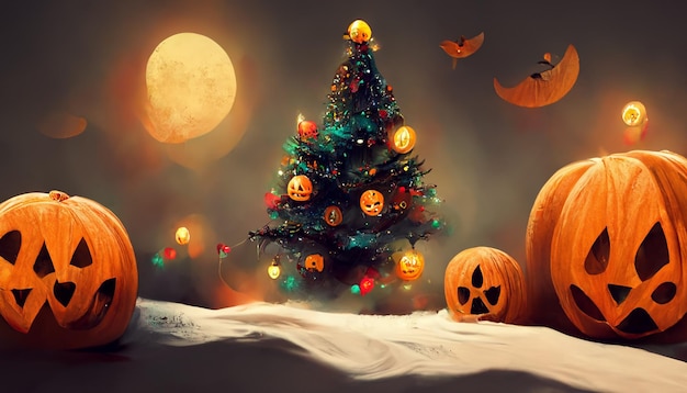 Photo image de fond de noël dans le style halloween