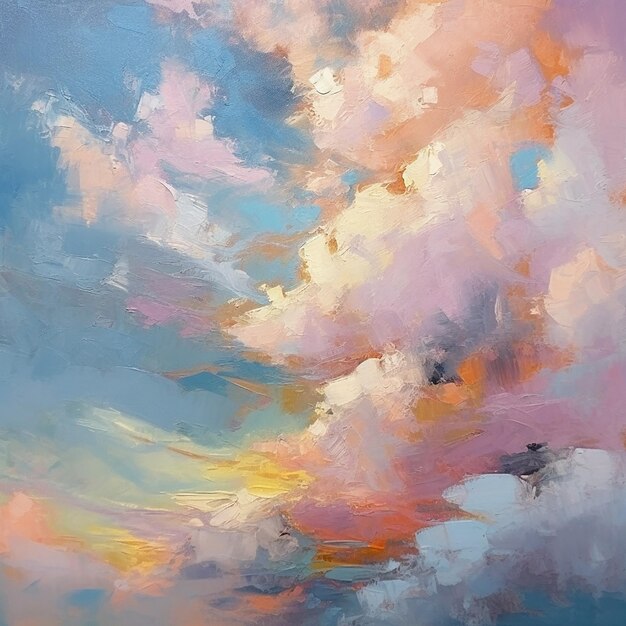 Photo image de fond peinture à l'huile de nuages dans le ciel couleurs rêveuses