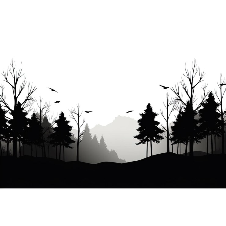 Photo une image d'une forêt avec une montagne en arrière-plan
