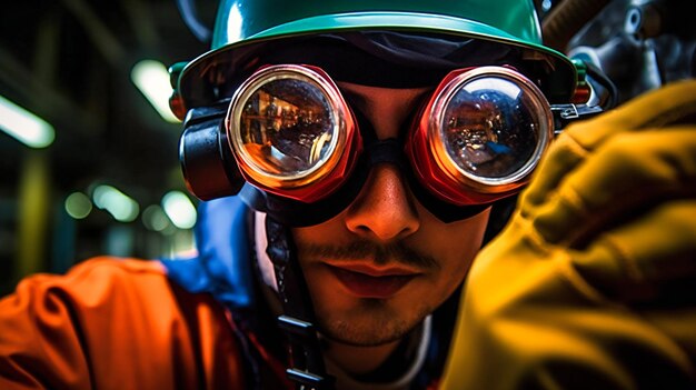 Une image frappante d'un ingénieur industriel ou d'un travailleur portant un équipement de sécurité lors de l'examen de systèmes de pipelines