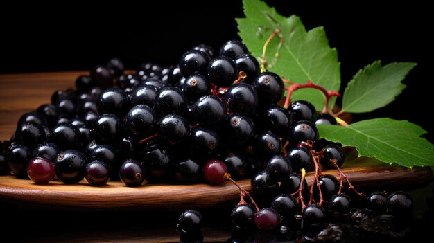 Image de fruit de cassis d'açaï avec la feuille