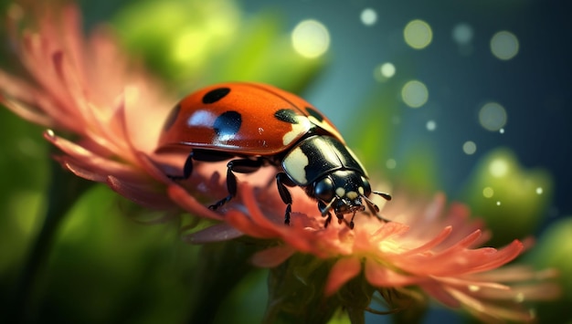 Image Full HD Coccinelle sur une fleur variation 1