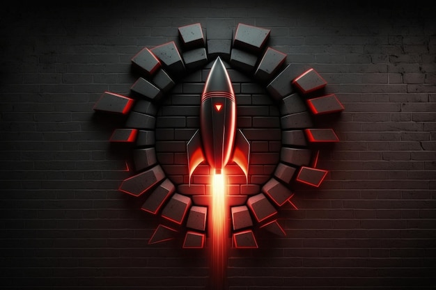 Une image d'une fusée avec une lumière rouge dessus